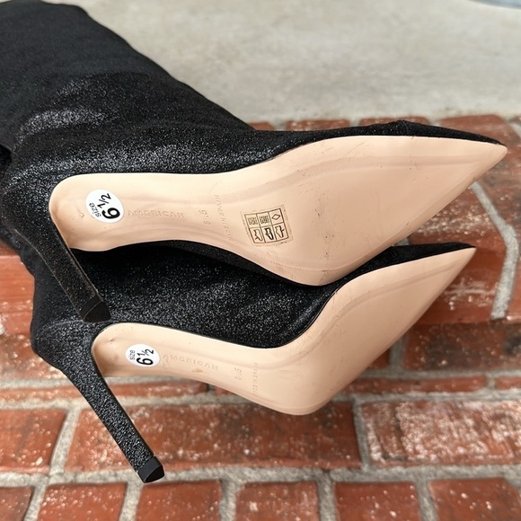 Good American The Weekend Black Glitter Slouchy Thigh High Boots Womens Size 6.5 - Picture 6 of 6